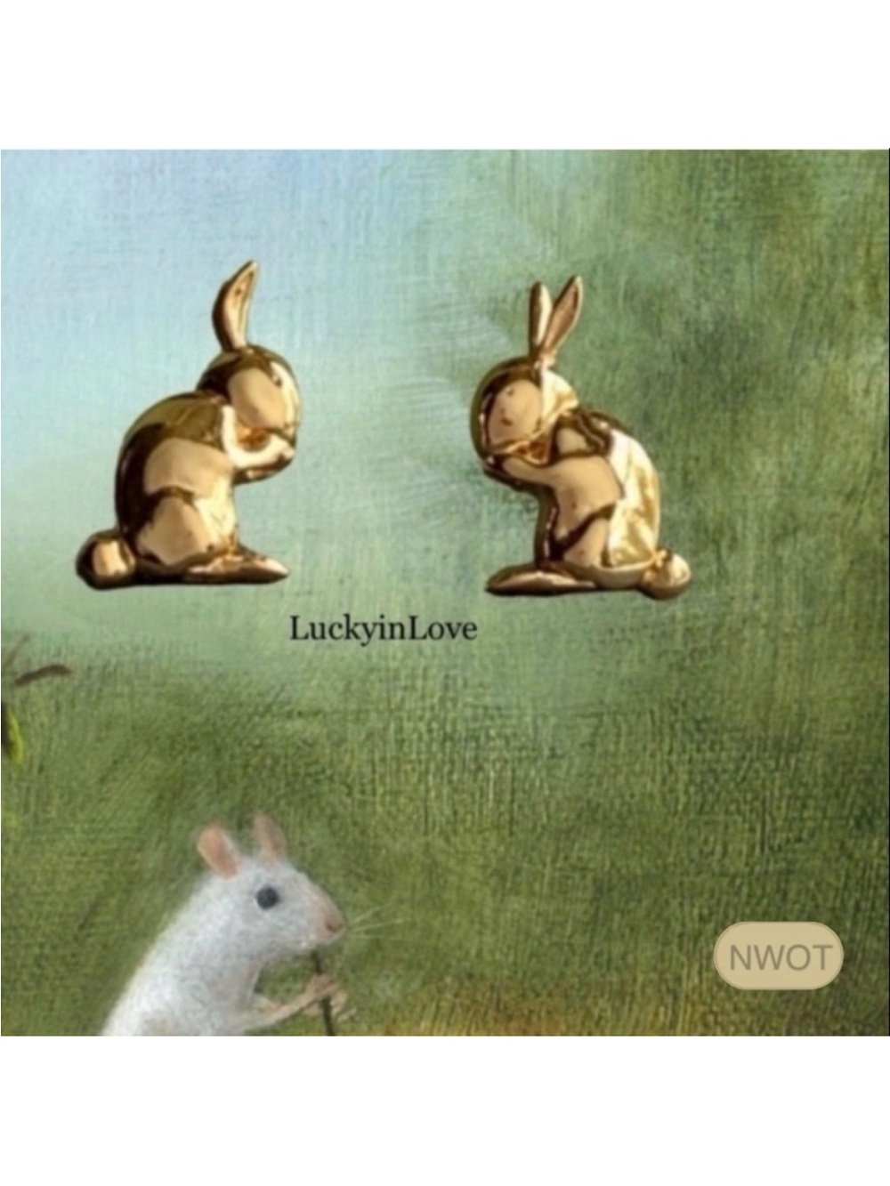 ALEXIS BITTAR• Gold Rabbit Bunny Stud Earrings